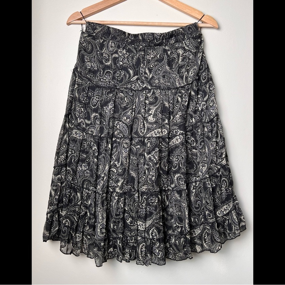 Wet Seal Midi Black Paisley Skirt Women’s Size M